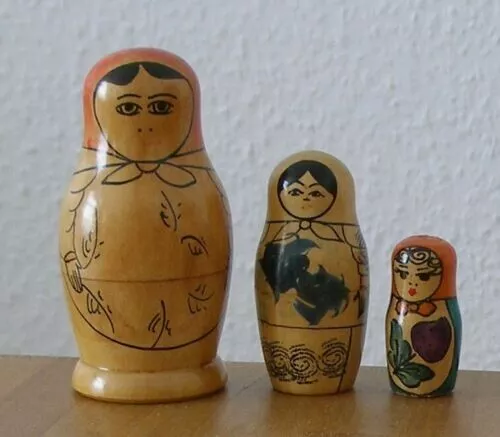 Russische Matrjoschka. RETRO-Matroschka! USSR-Babuschka! 3 Holz-Puppen!ALT&SCHÖN