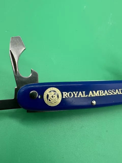 Vtg Colonial Prov US Made Royal Ambassador Advertising Folding Pocket Knife Blue 3