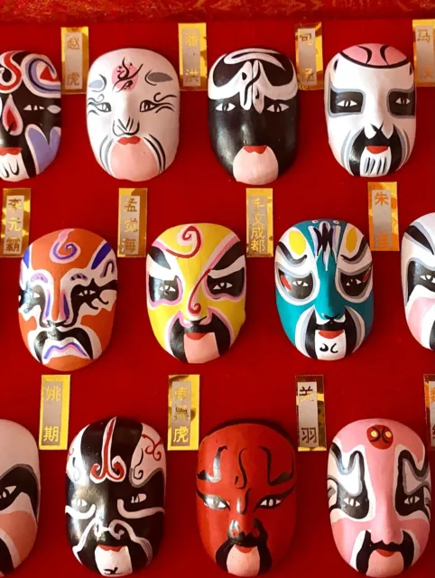 MASKS of Chinese Opera, Set of 88 BEIJING OPERA Characters In Display Case.