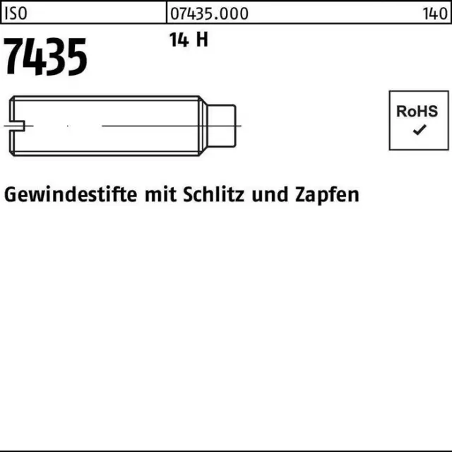 Gewindestift ISO 7435 m.Schlitz/Zapfen M 3 x 8 14 H