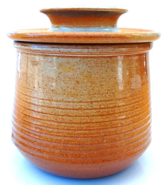Beurrier à Eau En Grès Village - Marron - 11,5 Cm X 13 Cm - Vintage 1980