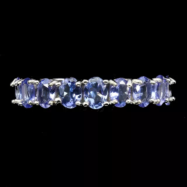 Unheated Oval Tanzanite 4x3mm 14K White Gold Plate 925 Sterling Silver Ring 7