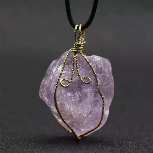 Natural Gemstone Necklace Chakra Stone Pendant Energy Healing Crystal with Chain 9