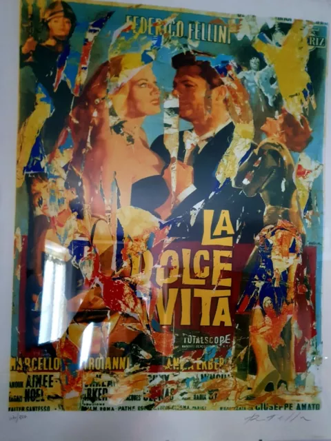 MIMMO ROTELLA - "LA DOLCE VITA" serigrafia 80x60 edizione firmata e numerata