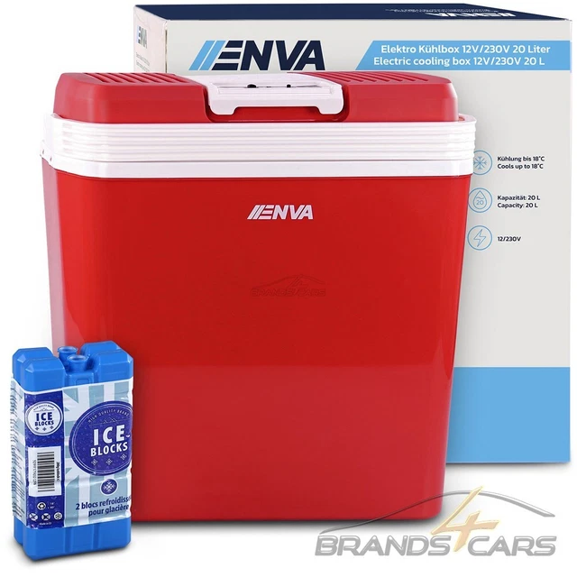 Enva 20L Kühlbox Mini-Kühlschrank Thermoelektrische Warmhaltebox + 2 Kühlakkus