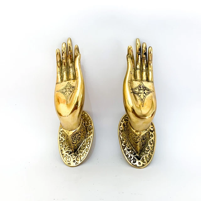 Unique Pair Hand 7" Gold Hook/Door Handle, Holiday Decor, Gift Idea, Wall Hook