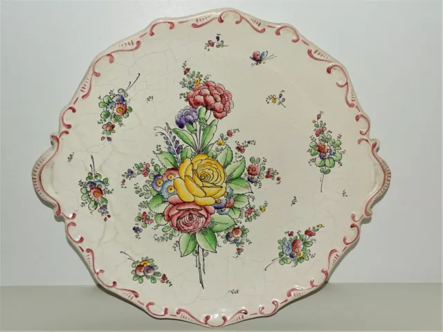 -GRAND PLAT CERAMIQUE ROULLET RENOLEAU BEAU DECOR FLEURI NO ALFRED RENOLEAU déco