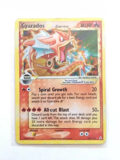 Gyarados Gold Star Delta Species 102/110 Ex Holon Phantoms - Pokemon Card HP