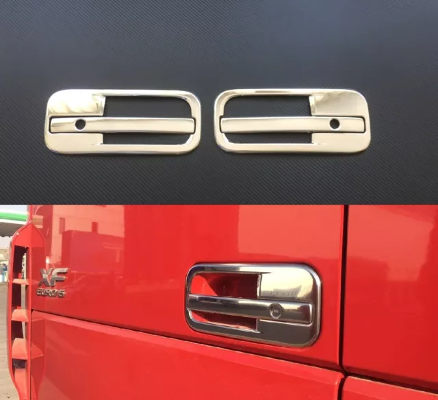 3D Espejo Cromado Metal Acero Inoxidable Mango Puerta Cubiertas para DAF XF 106