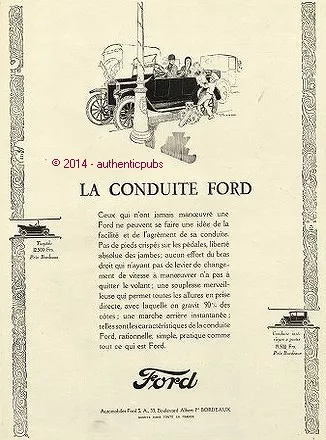Publicite Automobile Ford Torpedo Conduite Signe Rene Vincent De 1925 French Ad