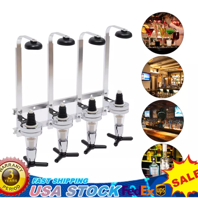 Wine Liquor Dispenser Wall Mount Stand Rack Beer Alcohol Holder Bar 4 Bottle