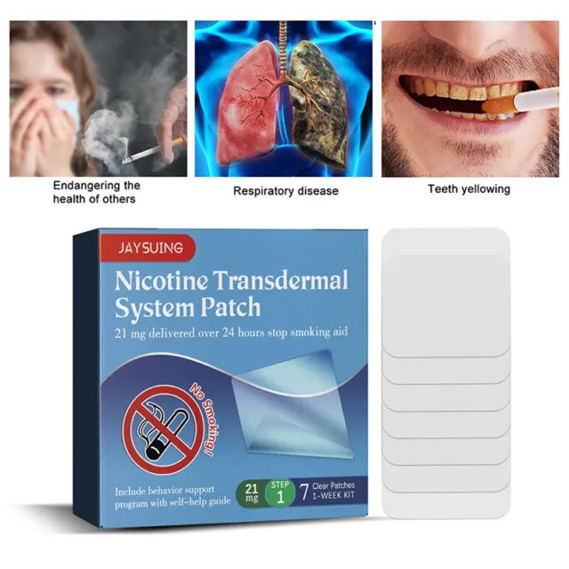 7x Nicotina Transdermico Cerotti, 21mg, Stop Fumare Aiuto Toppa