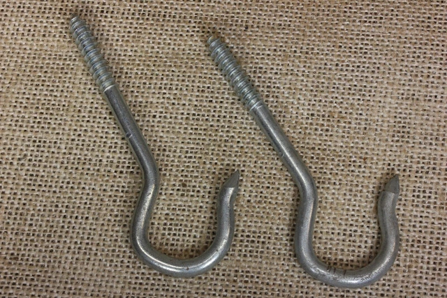 2 old hanging Plant Hooks 3 7/8” pointed vintage wash line swing 3