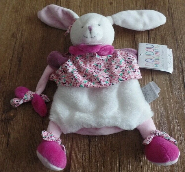 T4N / marionnette lapin Cerise blanc rose DOUDOU ET COMPAGNIE neuf