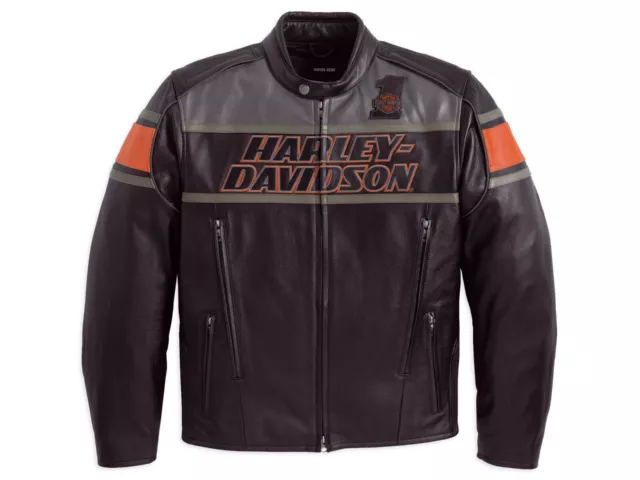 Harley Davidson Men's Rumble Black Leather Motorcycle Jacket Classic Style