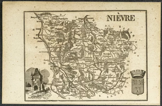 1865 - Département de la Moselle et de la Nièvre - Carte géographique ancienne 2