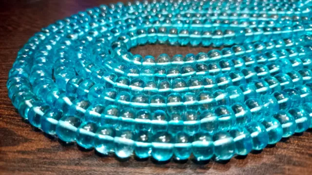 Natural Sky Blue topaz Rondelle Plain Smooth 6mm Beads Sold Per Strand 8"