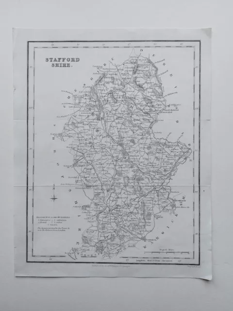 Antique 19Th Century County Map Staffordshire Stafford 1835 Fullarton