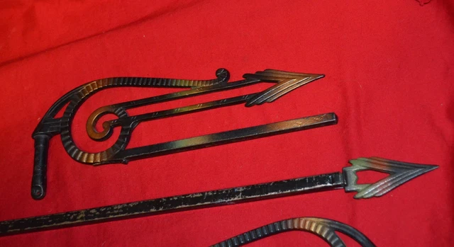 Antique Vintage Swing Arm Iron Curtain Drape Hanger Rods Art Nouveau Deco Arrow 4