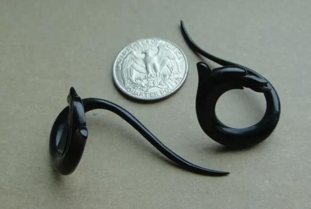 Pair Organic BLACK HORN TRIBAL FLORAL WING TWIST TALON SPIRALS TAPER PLUG GAUGES