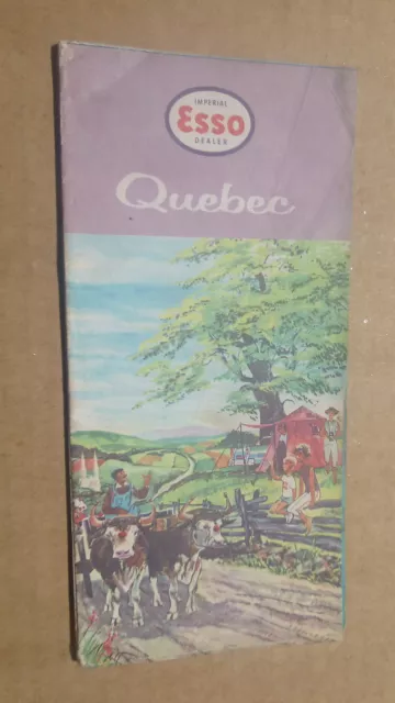 1961 Quebec  road map Esso oil  gas Imperial