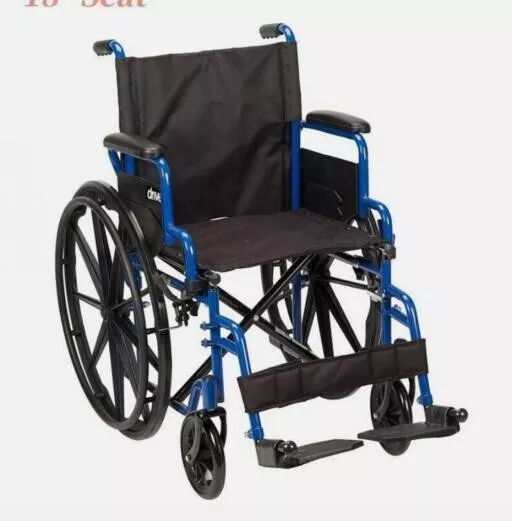 Drive Medical Blue Streak Wheelchair w/Flip Back Desk Arms Swing Away Footrests