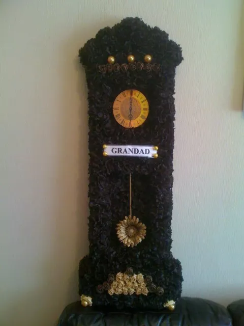 Grandfather Clock Artificial Silk Funeral Flower Tribute Memorial Grandad Wreath