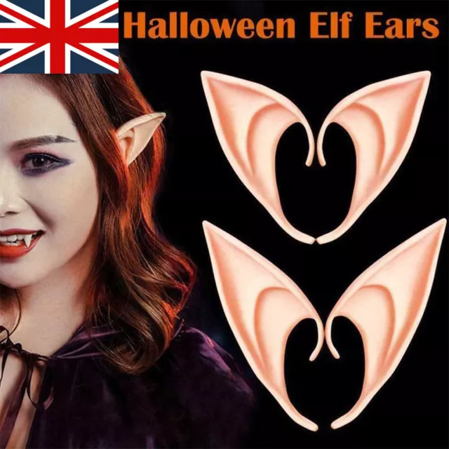 1 Pair Elf Ears Rubber Latex Prosthetic Tips Angel Pixie Fairy Cosplay Party UK