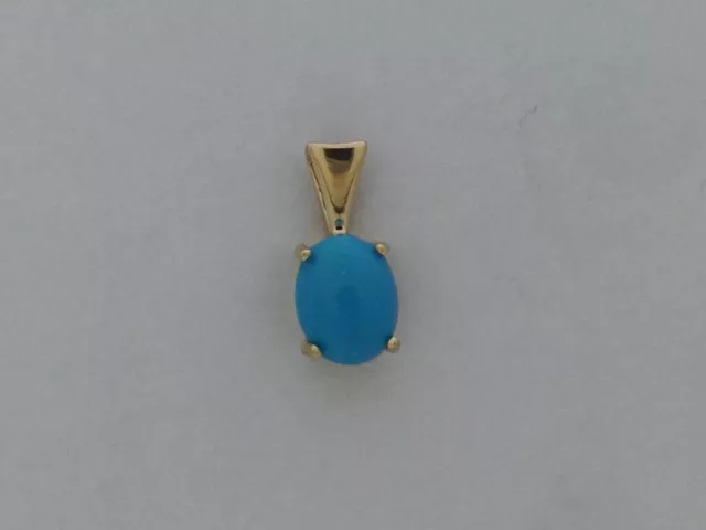 Sleeping Beauty Turquoise Pendant Solid 14kt Yellow Gold