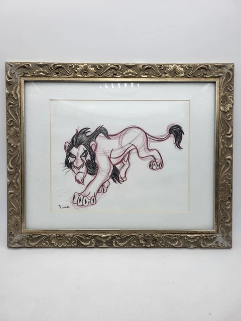 Embossed Disney The Lion King Scar Drawing/sketch with color  animation signed