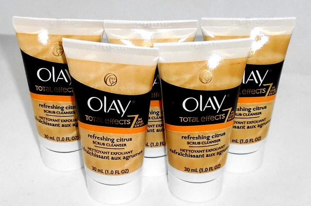 Olay Total Effects 7 In One Refreshing Citrus Scrub 5x 1oz bottle 30ml ea Travel