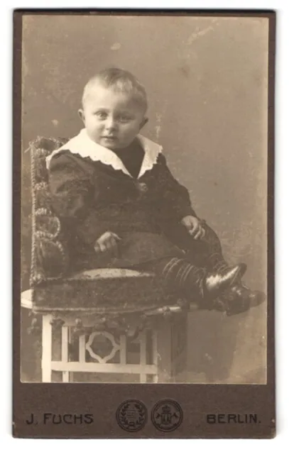 Photography J. Fuchs, Berlin, N. Friedrichstr. 138, Portrait of Little Boy in Sc