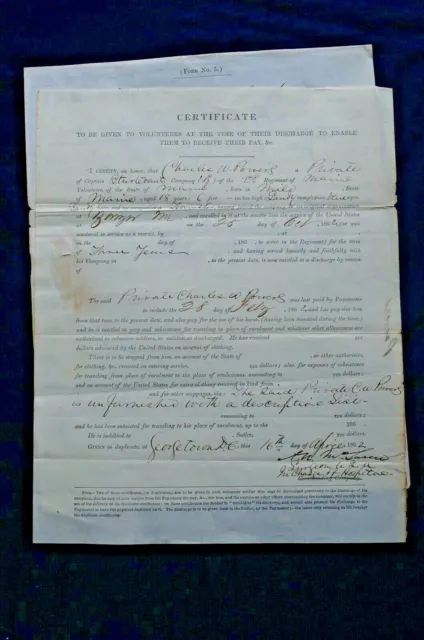 Discharge and Pay Voucher for Pvt. Charles W. Powers, April 16, 1862