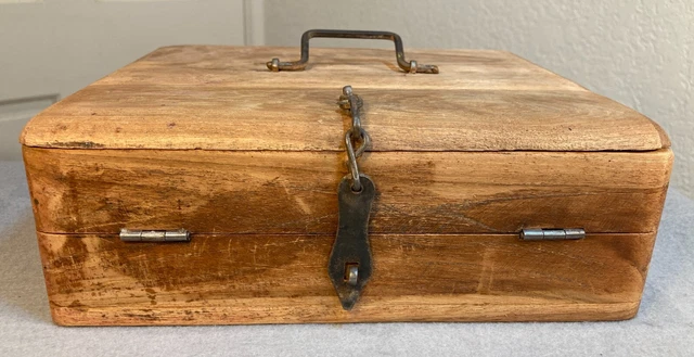 Antique Vintage Style Folding Document Writing Slope Lap Desk Campaign Box