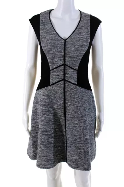 Rebecca Taylor Womens Cotton Color Block Sleeveless Knit Dress Gray Black Size 4