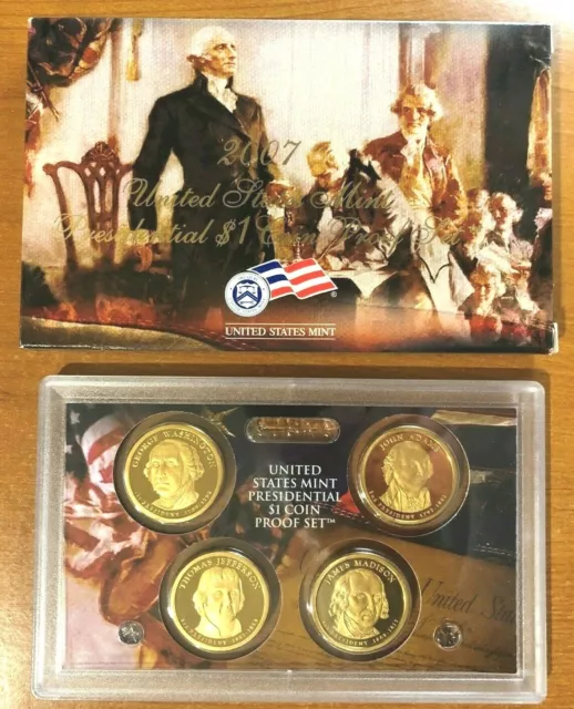 2007 US Mint Presidential 1$ Dollar Coin Proof Set Complete With Box & COA