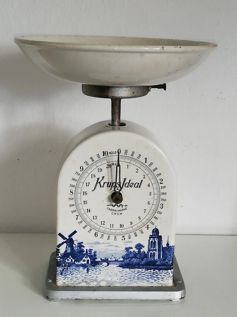 Antike alte Küchenwaage DRGM Krups Ideal MIT Teller Villeroy Boch Design Delft
