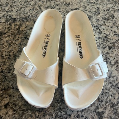 BIRKENSTOCK 40 US 9 Madrid Eva White Leather Rubber Light Weight Slide Sandals $17.50 - PicClick