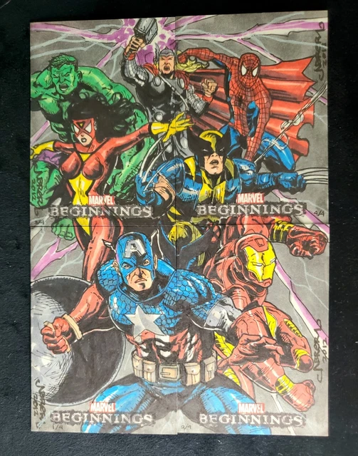 Avengers Marvel Beginnings Sketch Card Puzzle Julius Abrera Wolverine Spider-man