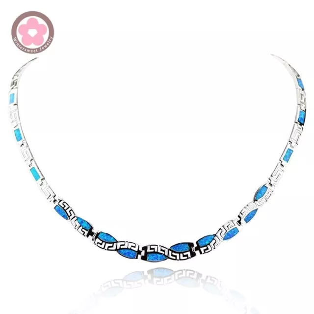 Vikoly Hawaii Blue Fire Opal Geometric Choker Necklace For Women Girls