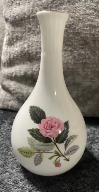 Wedgewood Bud Vase Hathaway Rose Pattern Pink Roses 1980s Bone China