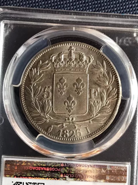 5 Francs Argent - Charles X - 1826 I - Limoges - Pcgs / Au 58 - Sup - Rare 3