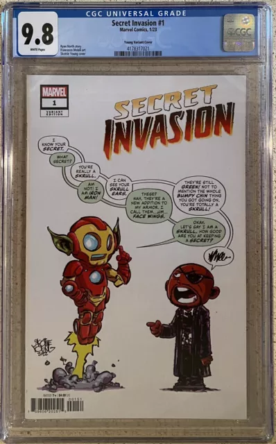 SECRET INVASION #1 (2022) CGC 9.8🤖Skottie Young Variant🤖Iron Man Nick Fury