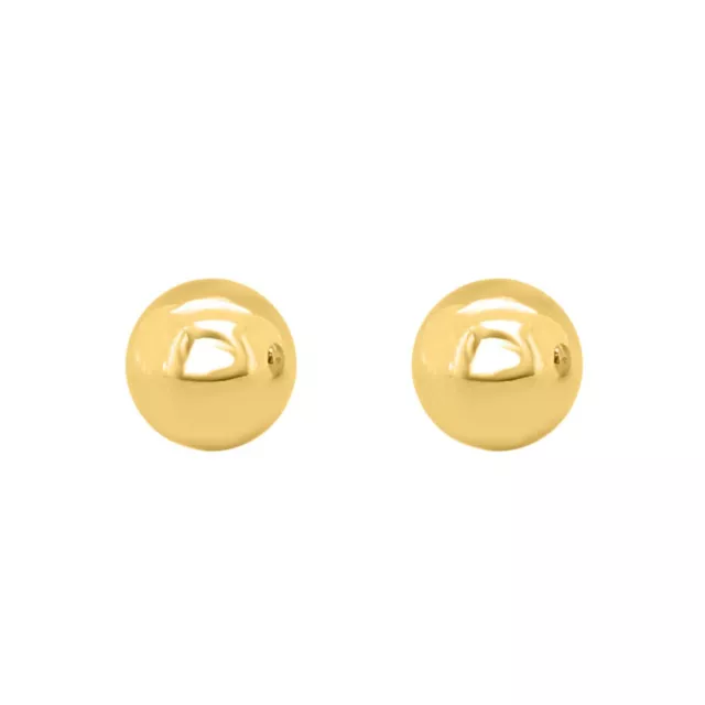 24K Gold Micro Plated 6MM Ball Earrings Over Sterling Silver Best Gift For Women