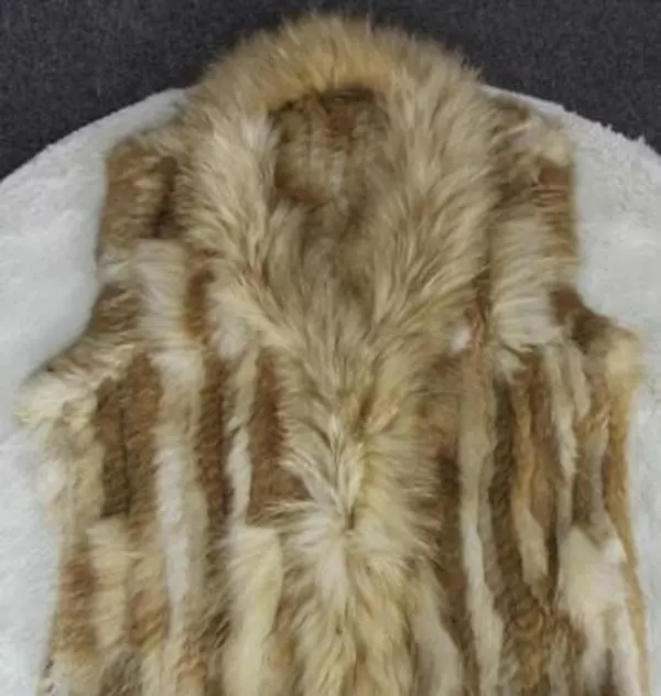 Knitted Real Fur Coat Women Fashion Long Fur Jacket Outwear Winter Fur Coat Vest