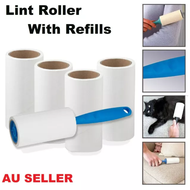 Lint Roller Sticky Remover Pet Dog Cat Hair Clothes Sofa Dust Cleaning Fabric AU