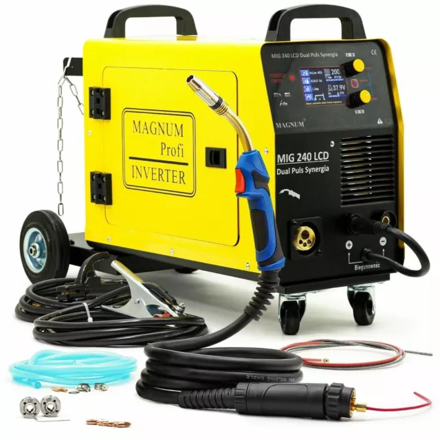 Magnum® WELDER MIG/MAG TIG LCD DUAL PULSE SYNERGIE 3in1 Inverter 200A 4x4 Feeder