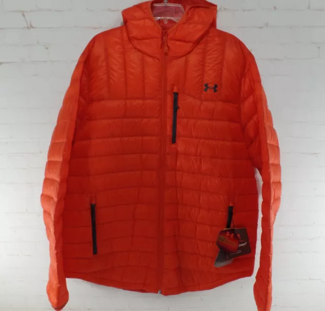 NEW Mens XXL Under Armour Coldgear Infrared Hunter Orange Down Puffer Coat 2XL