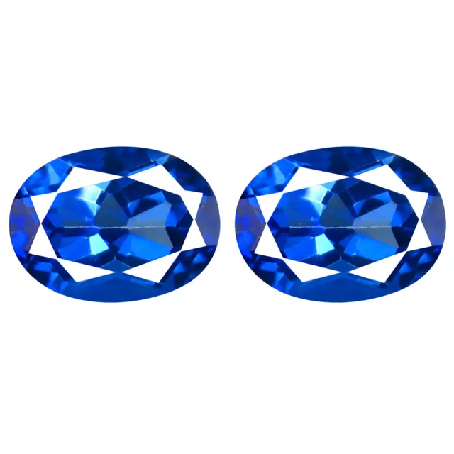 2.89 KT (2pcs) Fantastico IN Abbinato Paio di Forma Ovale (8 X 6 MM) Inglese Blu