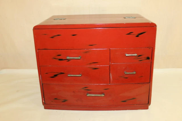 Negoro lacquered needle box sewing box  Rare